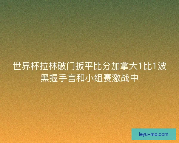 世界杯拉林破门扳平比分加拿大1比1波黑握手言和小组赛激战中